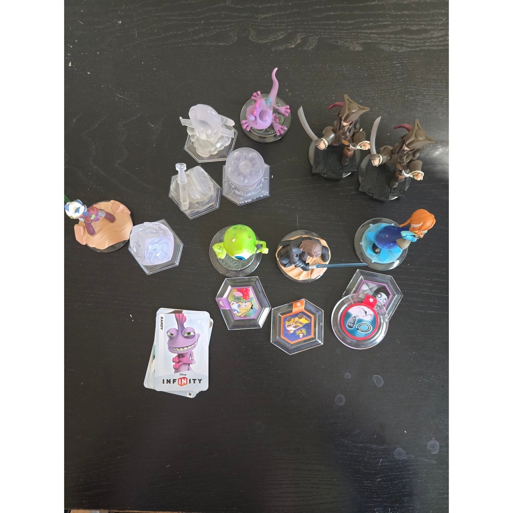 Disney Infinity Figure Lot Star Wars Monsters Inc Frozen Jack Sparrow Power Disc